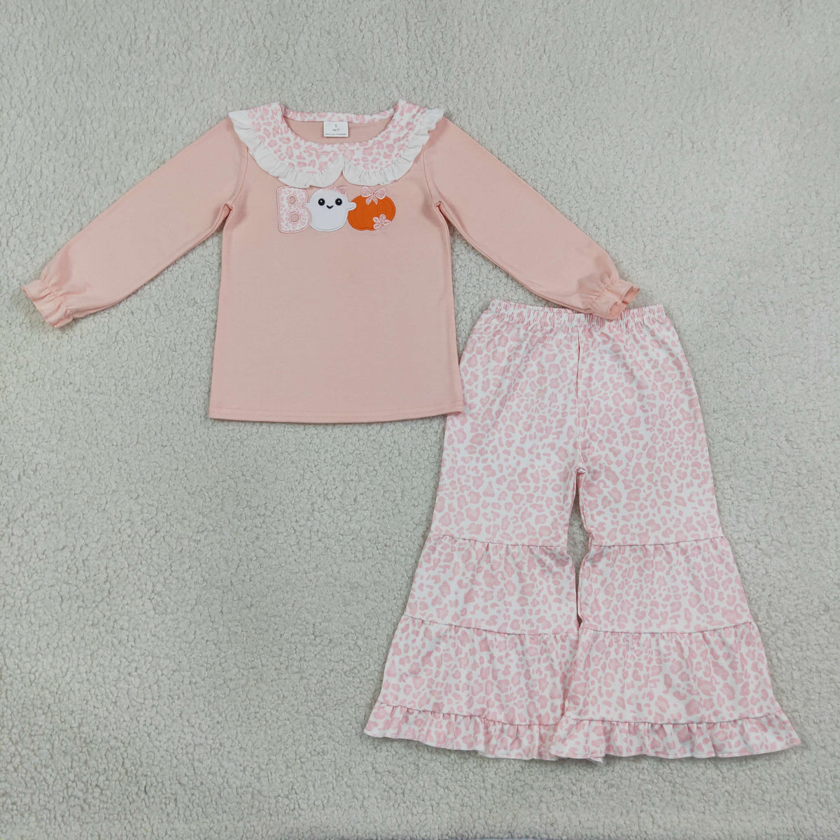 Baby Girls Kids Ghost Pumpkin Bows Shirt Leopard Pants Set Halloween Clothes
