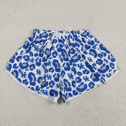SS0802 Adult Women Blue Leopard Team Yoga Shorts Bottoms Clothes