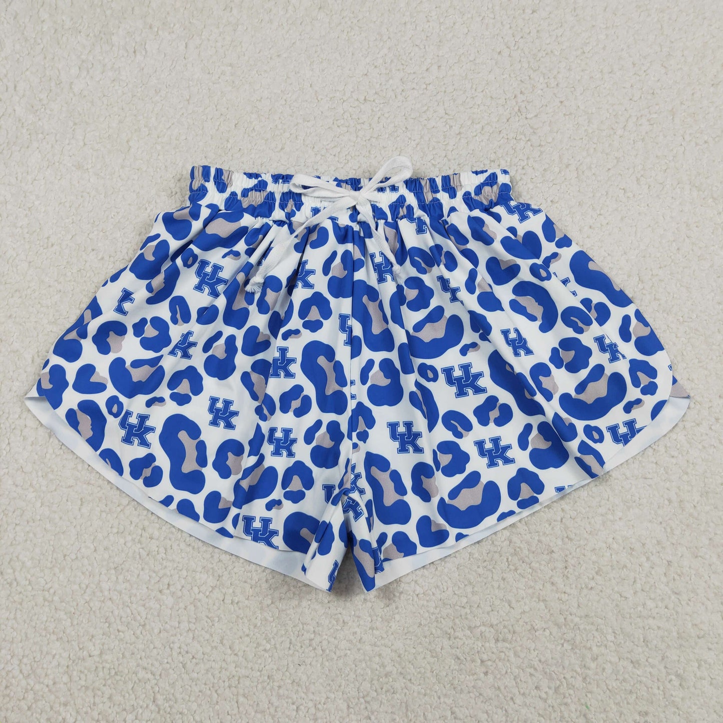 Sibling Family Kids Girls Adult Women Blue Leopard Yoga Team Shorts Bottoms