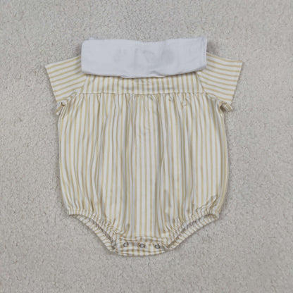 RTS Sibling Baby Boys Kids Short Sleeves Embroidery Shirt Shorts Cross Stripes Set Romper