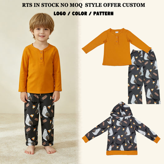 Sibling Baby Boys Kids Long Sleeves Shirts Pumpkins Ghosts Pants Set Halloween Clothes