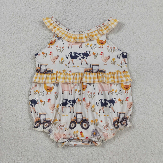 Sibling Baby Girls Kids Farm Animals Tractors Tops Shorts Set Dress Romper Summer Clothes