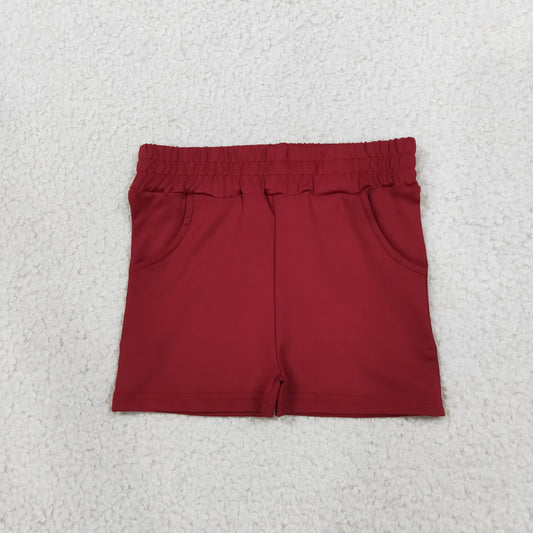 Baby Girls Kids Pockets Shorts Bottoms Yoga Active Dark Red Clothes