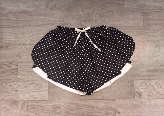No moq Preorder Adult Women Dots Black Yoga Active Ruffle Shorts Bottom Clothes
