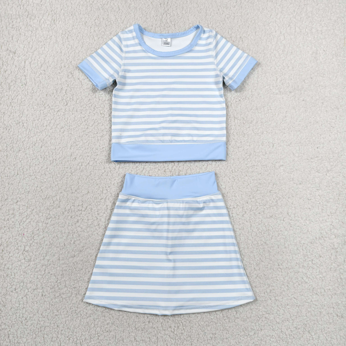 Sibling Baby Girls Kids Short Sleeves Shirt Stripes Skirts Shorts Sets Yoga Active Clothes