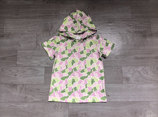 No moq Preorder Baby Girls Toddler Short Sleeves Rabbits Easter Hoodie Shirt Tops Camo Clothes