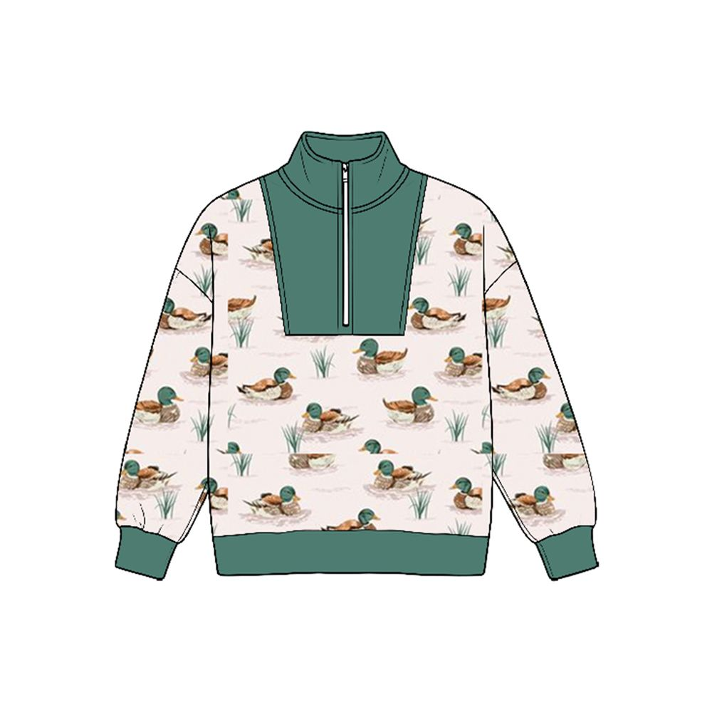 Moq 5 Preorder Baby Boys Kids Long Sleeves Half Zip Shirt Ducks Pullover Tops