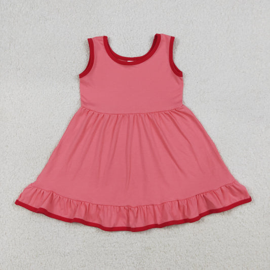 Baby Girls Kids Sleeveless Pink Cotton Ruffle Knee Length Dress