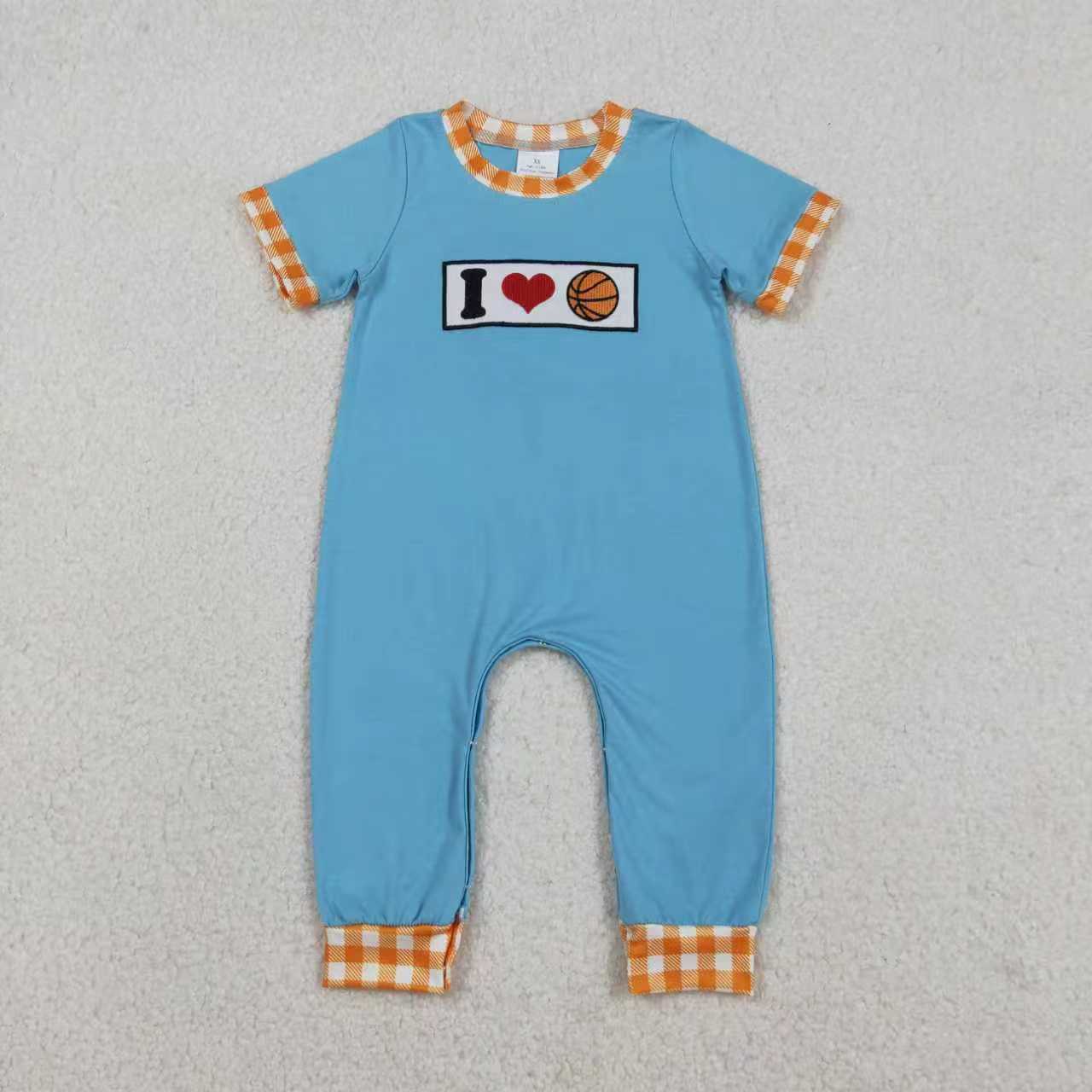 Sibling Baby Boys Kids Short Sleeves Embroidery I Love Balls Rompers Sets Clothes