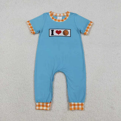 Sibling Baby Boys Kids Short Sleeves Embroidery I Love Balls Rompers Sets Clothes