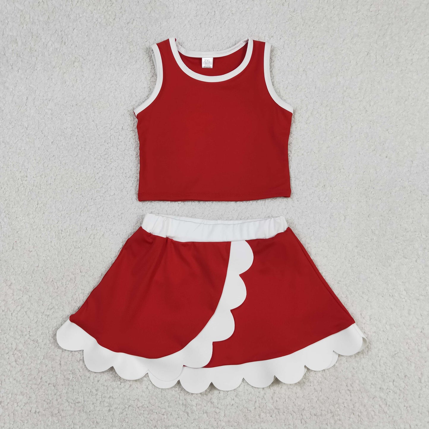Sibling Baby Girls Kids Sleeveless Shirts Skirts Shorts Yoga Active Scallop Sets Clothes
