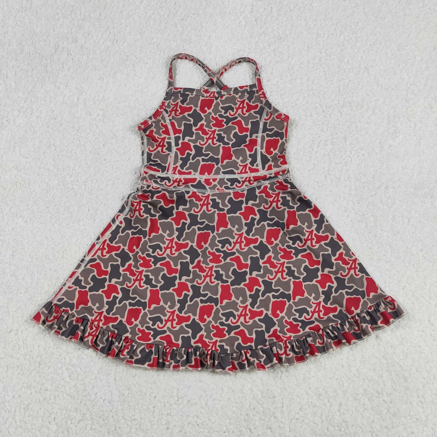 Baby Girls Kids Straps A Camo Print Team Yoga Ruffle Knee Length Dress