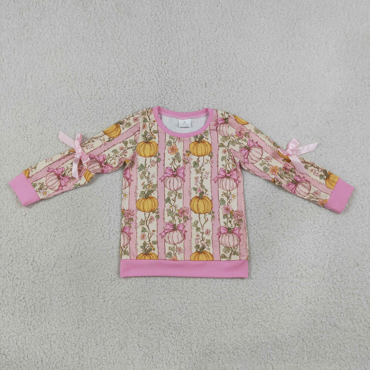 Sibling Baby Girls Kids Long Sleeves Pumpkins Bows Shirts Fall Tops Clothes