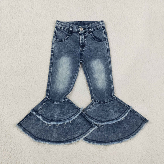 Baby Girls Kids Double-layered Bell Denim Pants Jeans