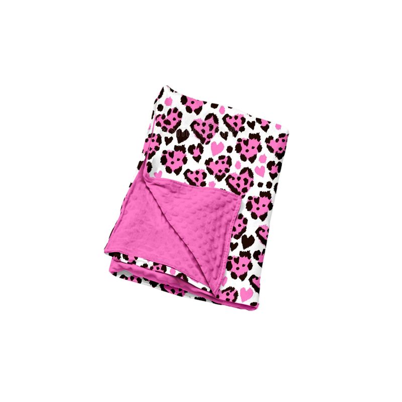 Moq 5 Preorder Baby Kids Girls Valentine Hearts Leopard Pink Blanket