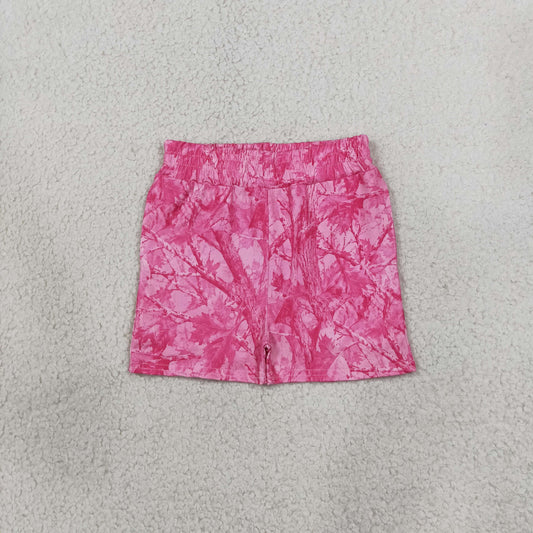 Baby Girls Kids Leaves Pockets Pink Shorts Bottoms Camo Clothes