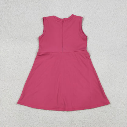 Baby Girls Kids Pink Sleeveless Ruffle Yoga Shorts Knee Length Dress