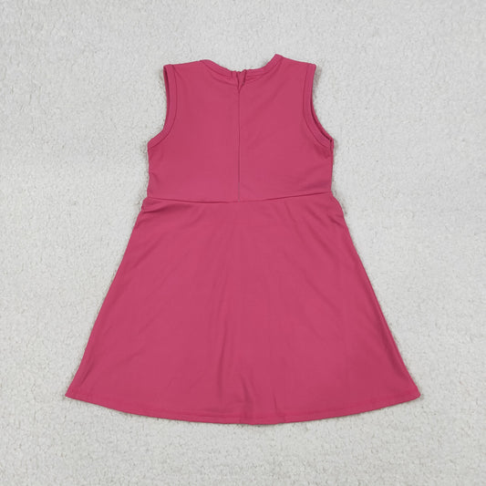 Baby Girls Kids Pink Sleeveless Ruffle Yoga Shorts Knee Length Dress