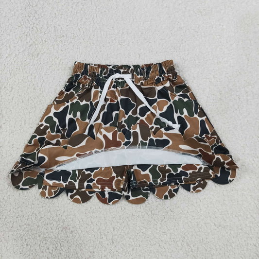 Baby Girls Kids Shorts Pockets Skirt Scallop Brown Camo Clothes