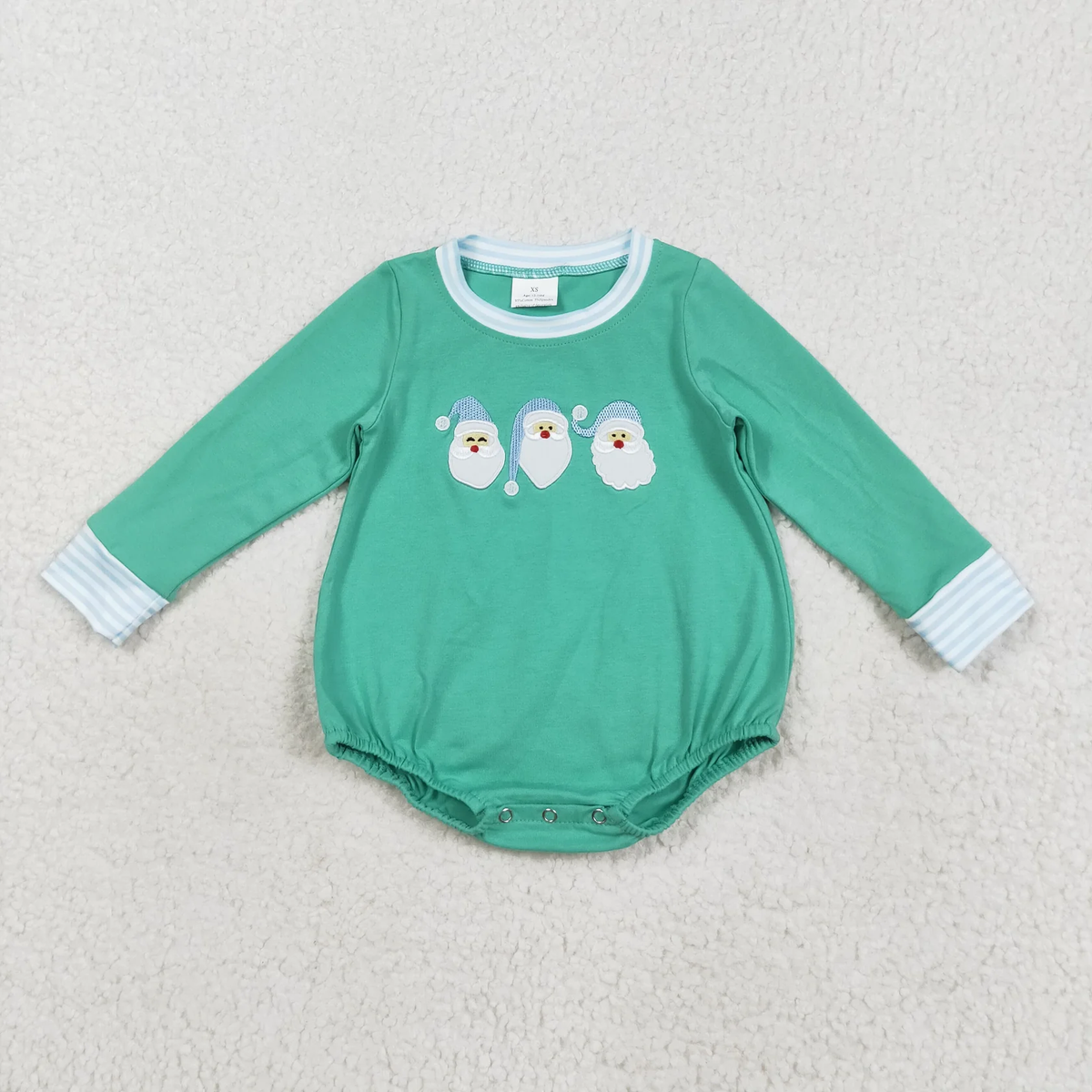 USA Shop Baby Boys Infant Embroidery Santa Christmas Green Bubble Romper
