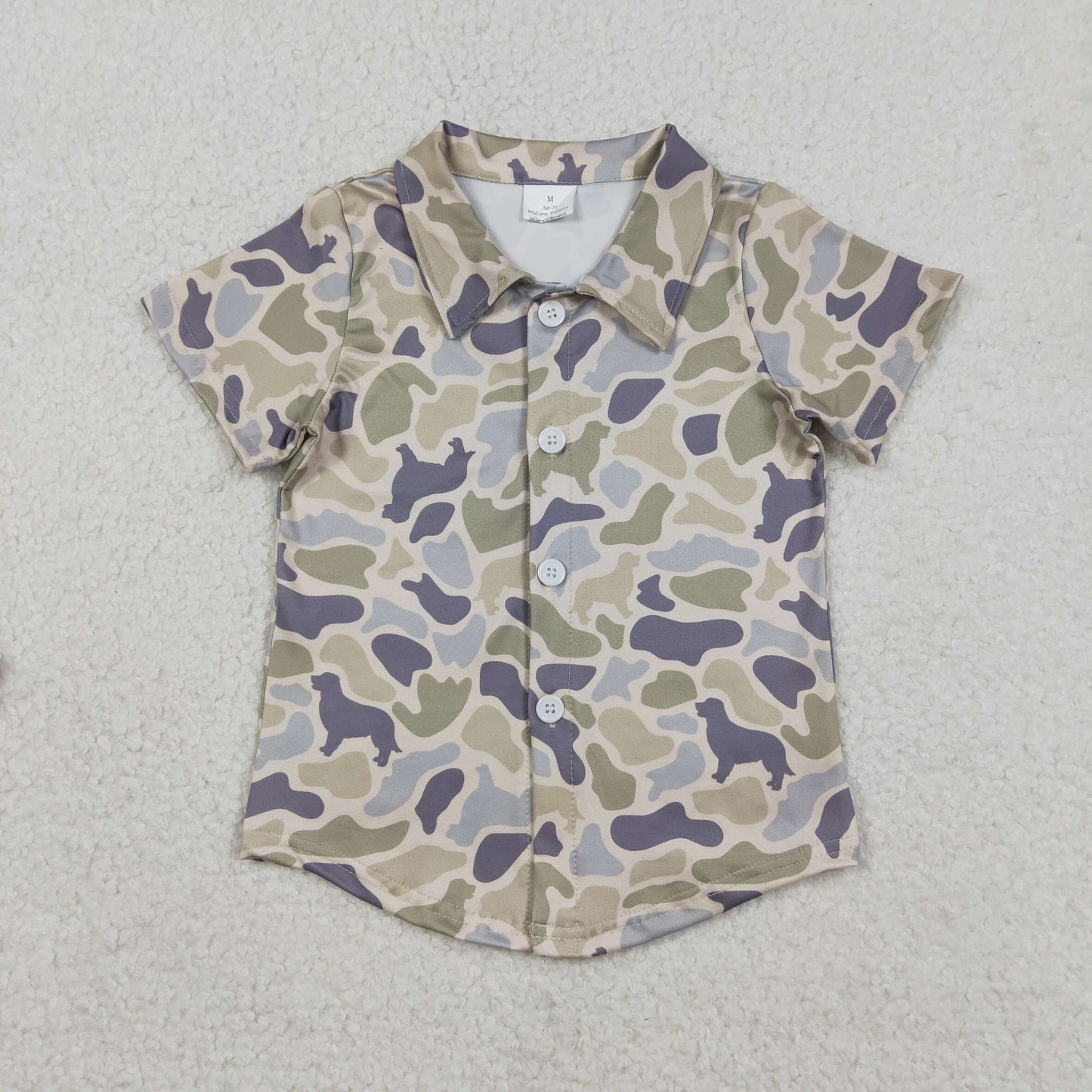 Baby Boys Kids Short Sleeves Buttons Cardigan Camo Shirt