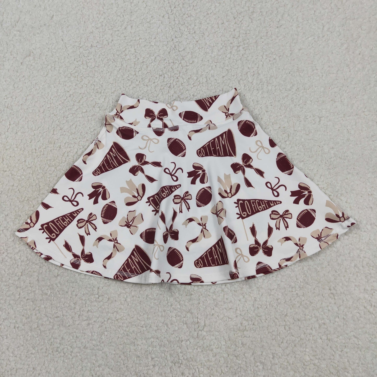 Baby Girl Dark Red Bows Cheer Summer Yoga Active Shorts Skirt Football Skort