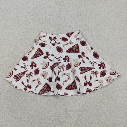 Baby Girl Dark Red Bows Cheer Summer Yoga Active Shorts Skirt Football Skort