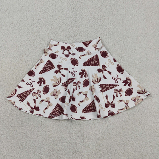 Baby Girl Dark Red Bows Cheer Summer Yoga Active Shorts Skirt Football Skort