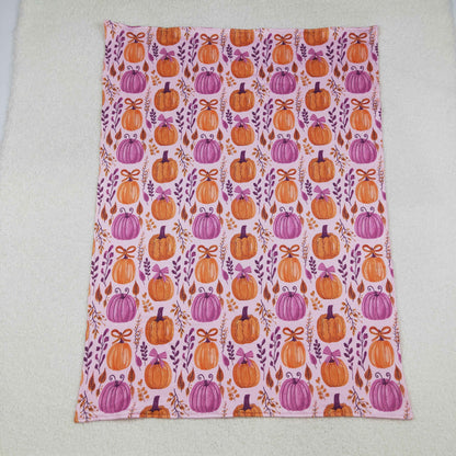 Baby Girl Toddler Pumpkins Bows Fall Blanket