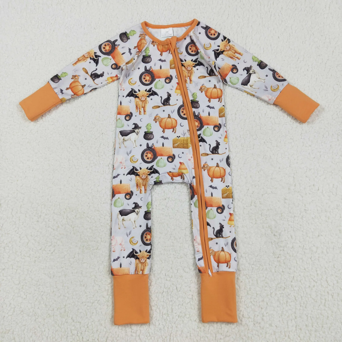 USA Shop Baby Boys Infant Farm Animals Pumpkins Halloween Zipper Footie Sleeper Romper Clothes