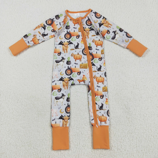 USA Shop Baby Boys Infant Farm Animals Pumpkins Halloween Zipper Footie Sleeper Romper Clothes