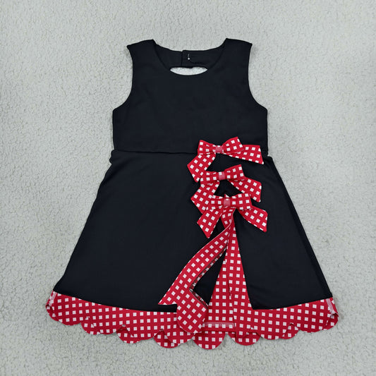 Baby Girls Kids Sleeveless Plaid Bows Shorts Scallop Dress Yoga Active Black Clothes RTS