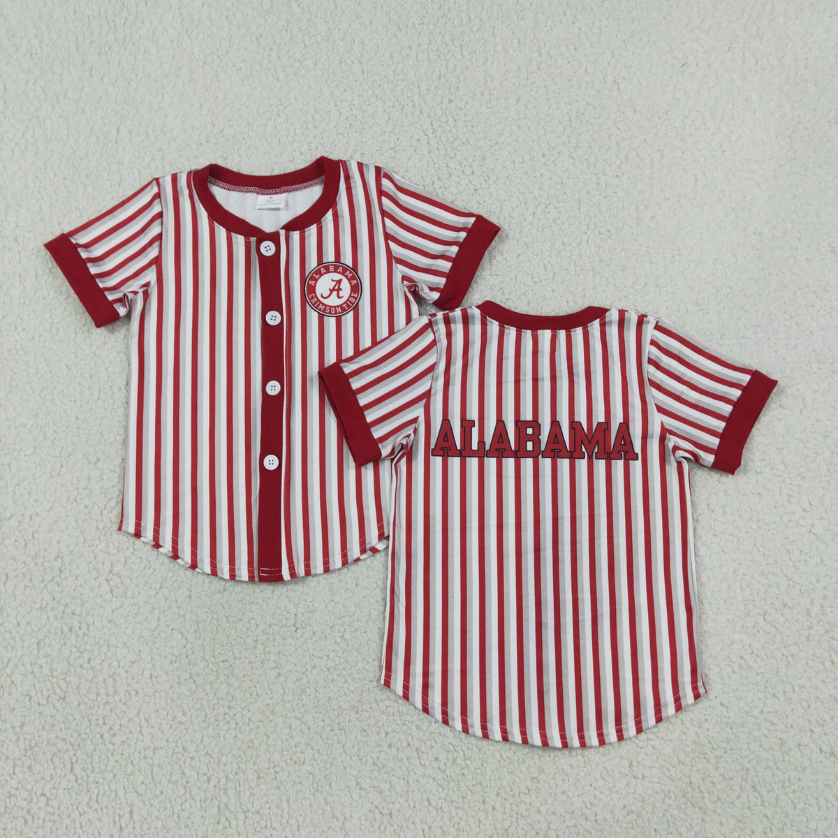 Baby Boy Kids Short Sleeves Red Grey Stripes Shirt Team Tops