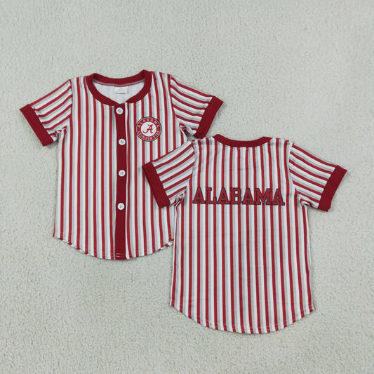 Baby Boy Kids Short Sleeves Red Grey Stripes Shirt Team Tops