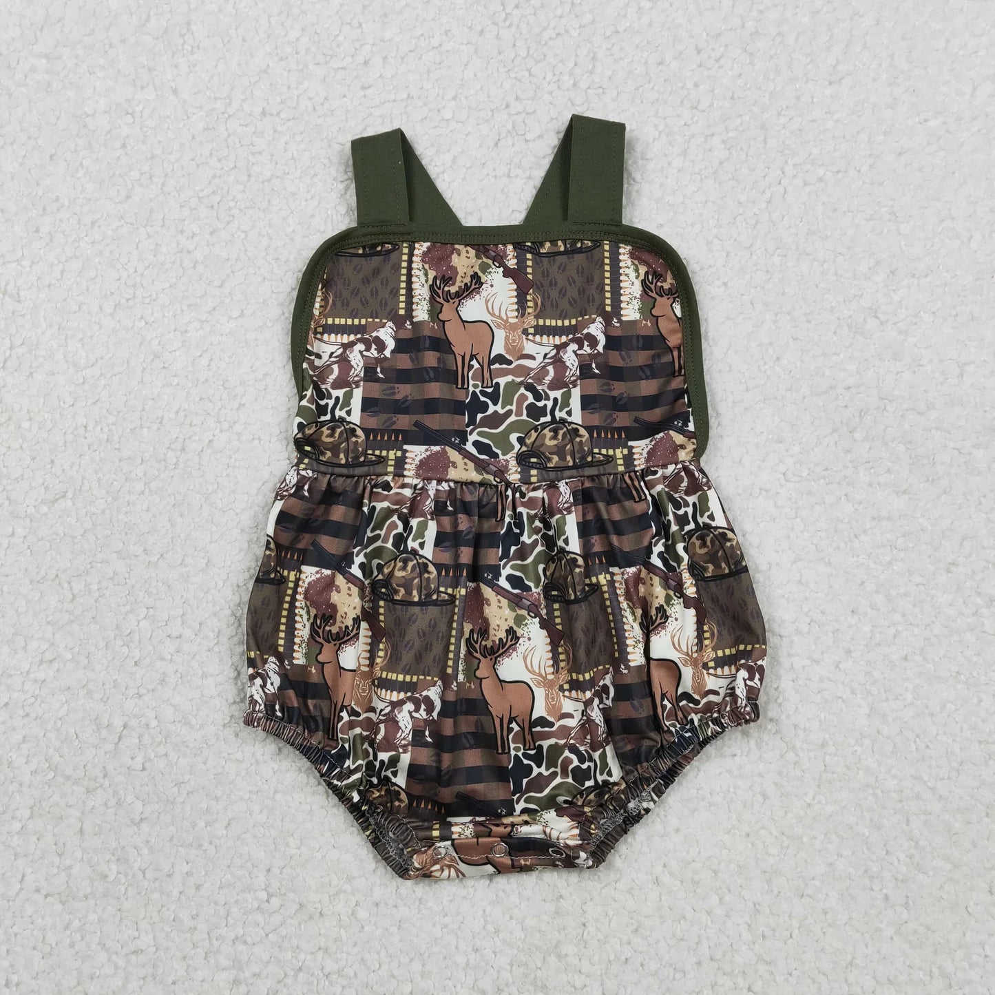 RTS Sibling Baby Boys Kids Deer Hats Camo Shirt Pockets Shorts Set Romper Hunting Clothes