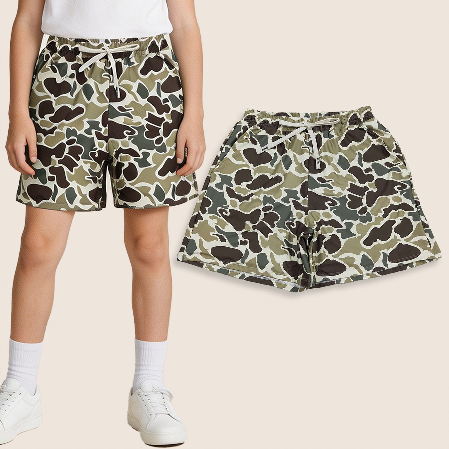 S0474 Adult Men Green Camo Swim Trunks Shorts