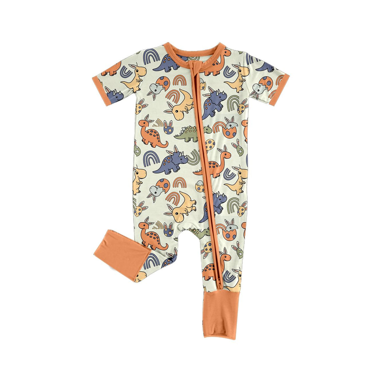 Moq 5 Preorder Baby Boys Infant Dinosaurs Easter Zipper Footie Romper Clothes
