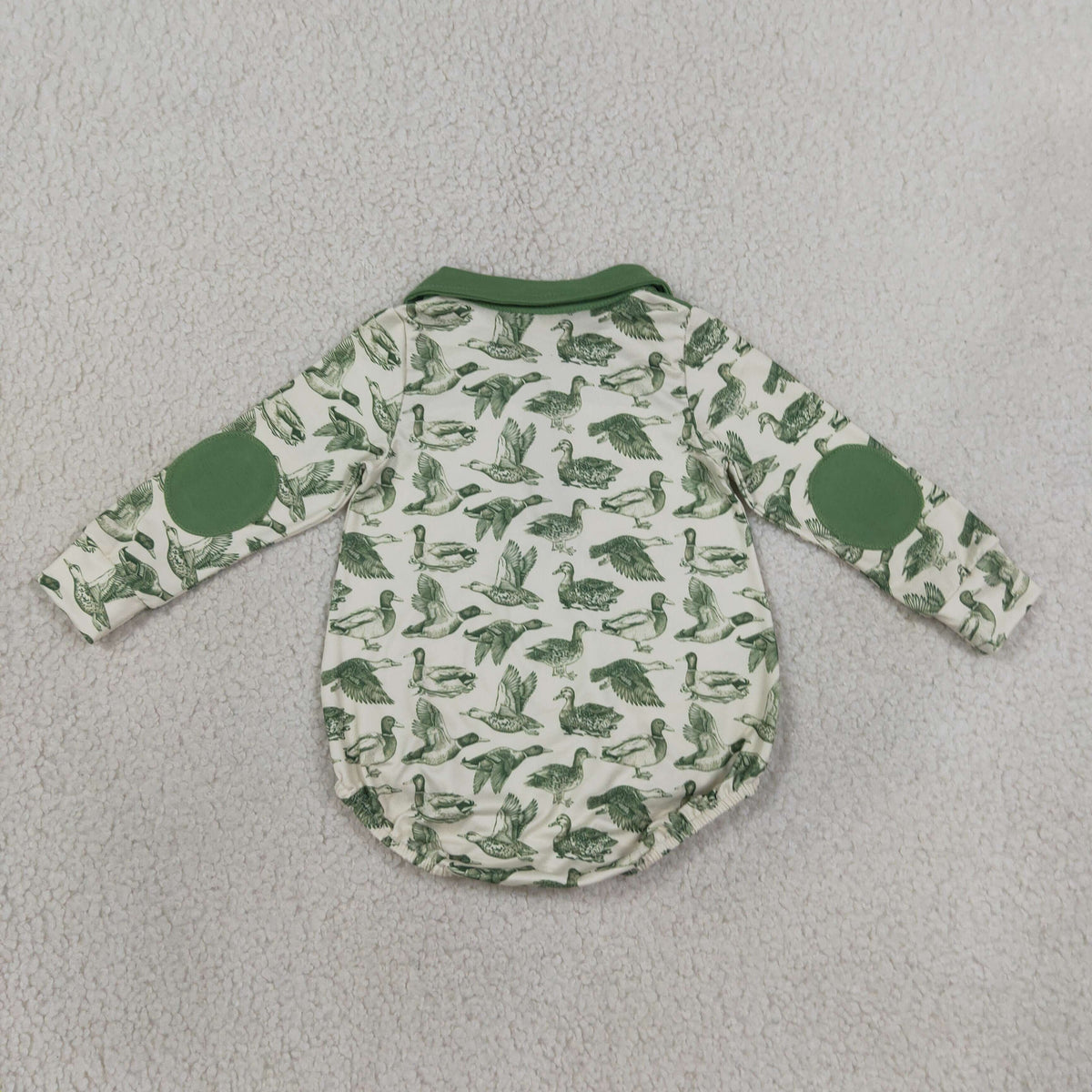 Baby Boys Infant Long Sleeves Ducks Zipper Green Bubble Romper Clothes