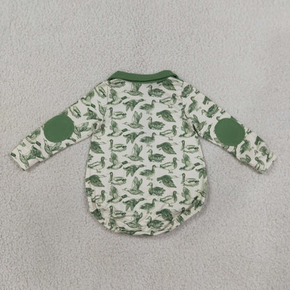 Baby Boys Infant Long Sleeves Ducks Zipper Green Bubble Romper Clothes