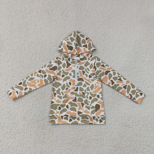 Baby Boys Kids Long Sleeves Pocket Camo Hoodie Zipper Shirt Tops