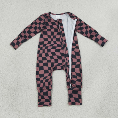 Sibling Baby Boys Long Sleeves Plaid Zipper Footie Sleeper Rompers