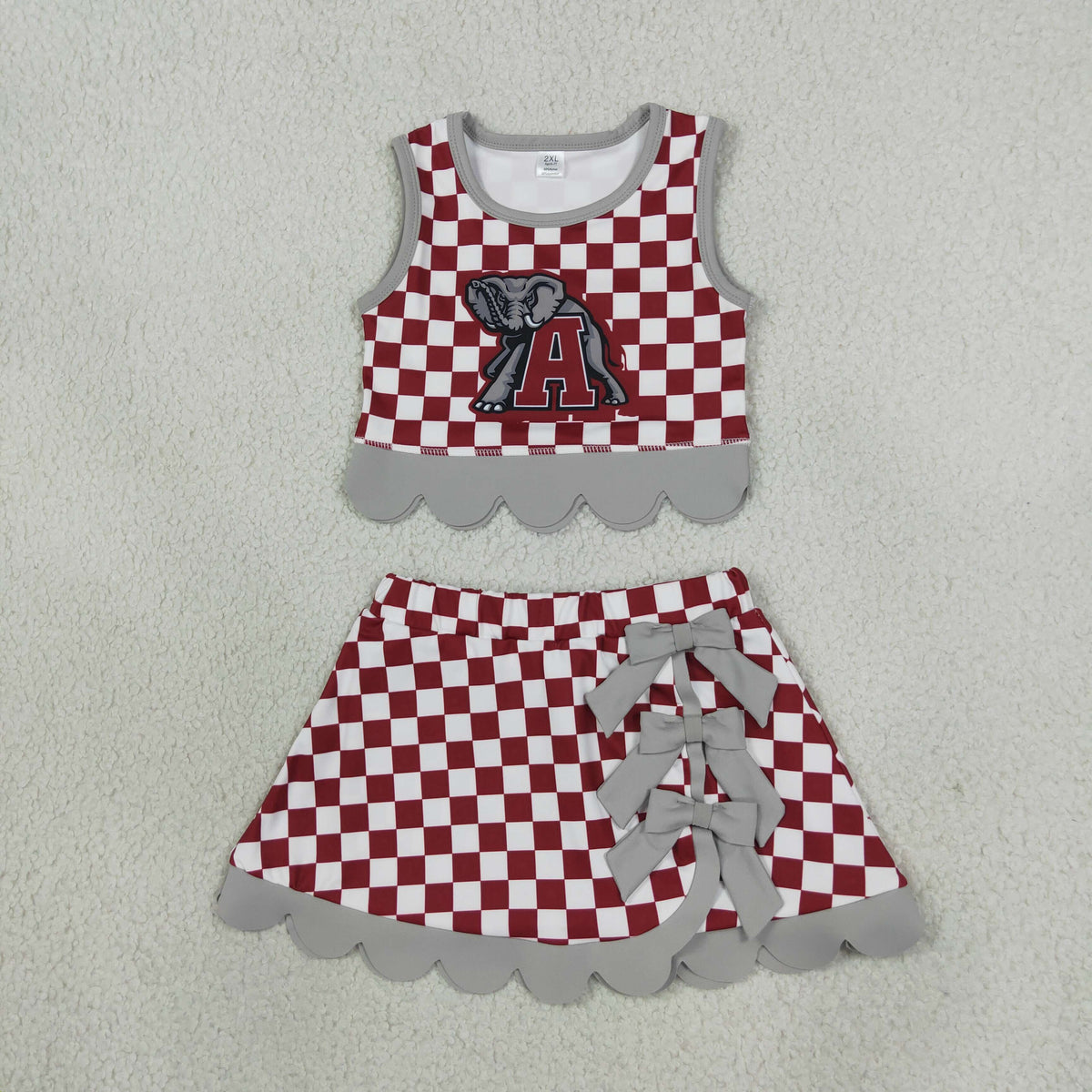 Sibling Baby Girls Kids Sleeveless Checked Tops Bows Scallop Skirts Shorts Yoga Active Sets Team Clothes