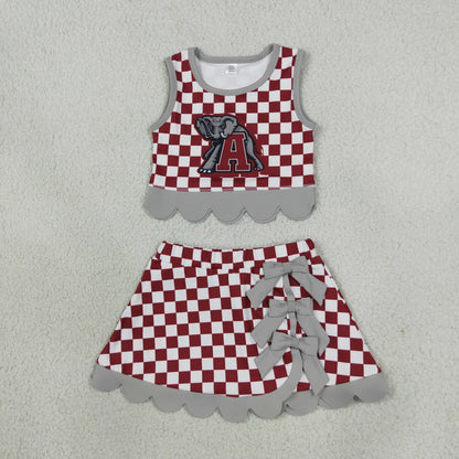 Sibling Baby Girls Kids Sleeveless Checked Tops Bows Scallop Skirts Shorts Yoga Active Sets Team Clothes