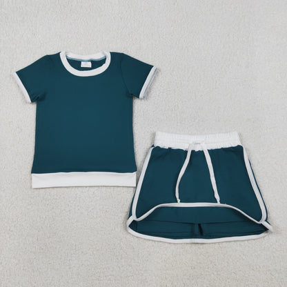 RTS Baby Girls Kids Short Sleeves Shirt Shorts Green Clothes Cotton Set