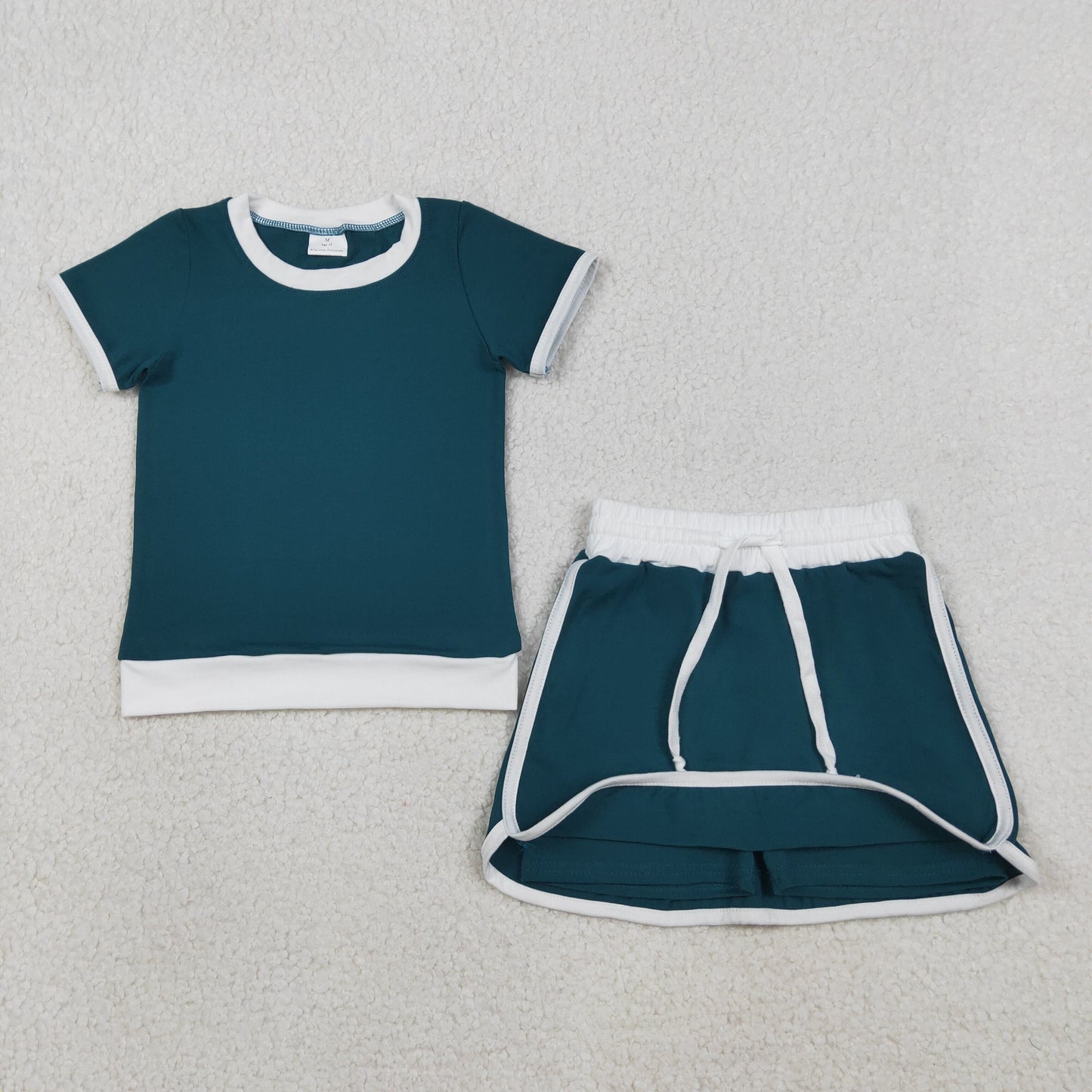 RTS Sibling Baby Girls Adult Women Short Sleeves Green Cotton Shirts Skirts Shorts Sets Summer Clothes