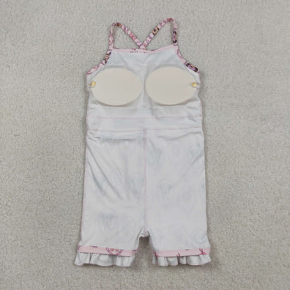 RTS Baby Girls Kids Straps Cartoon Yoga Active Shorts Ruffle Knee Length Dress