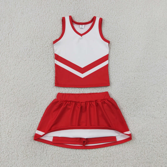 Baby Girls Kids Sleeveless Tops Red Skirt Shorts Set Yoga Active Team Clothes