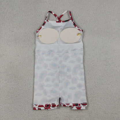 RTS Sibling Baby Girl Kids Sleeveless Leopard Team Knee Length Yoga Active Dresses