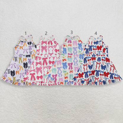 Sibling Baby Girl Kids Sleeveless Bows Knee Length Yoga Active Dresses