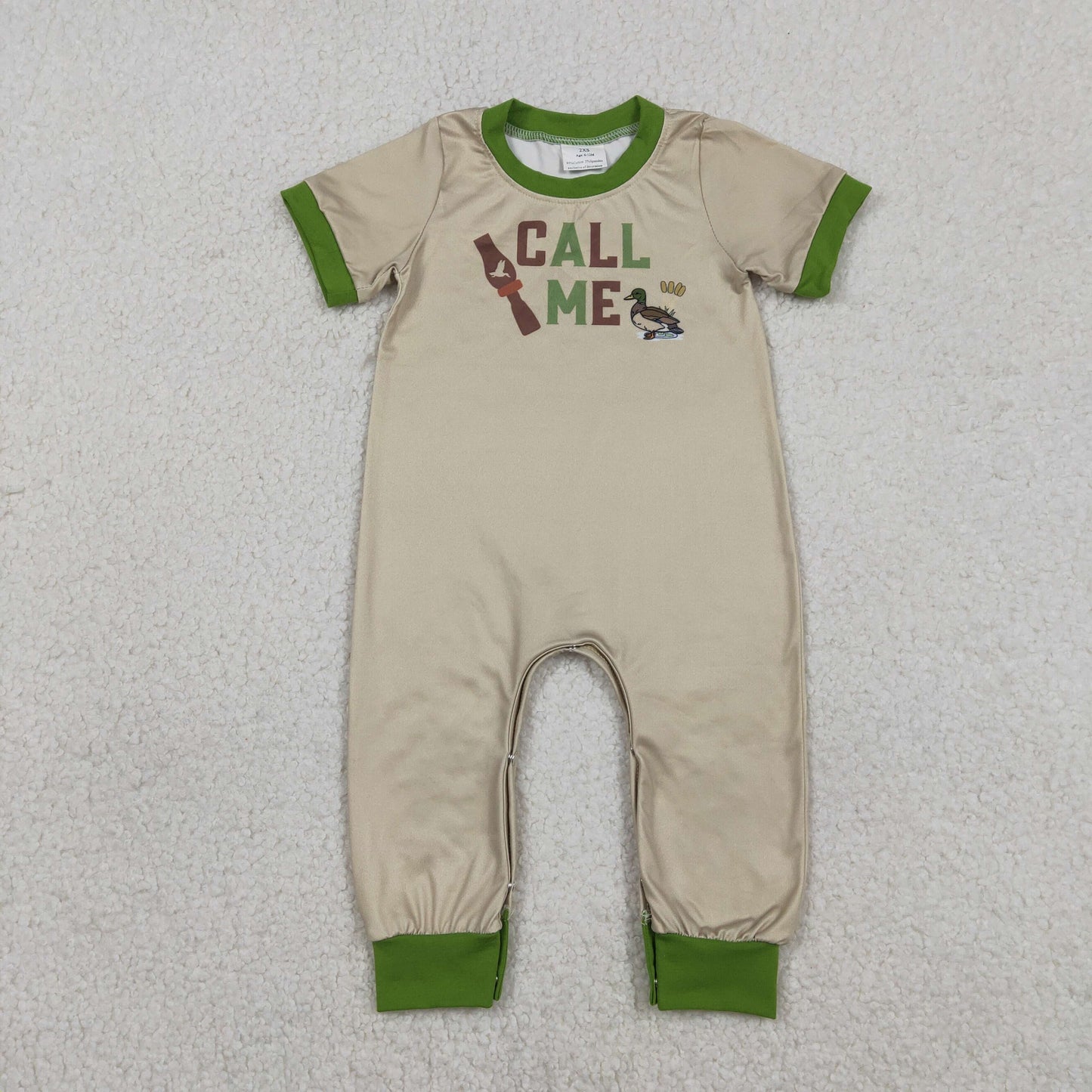 Baby Boys Infant Short Sleeves Ducks Hunting Buttons Romper